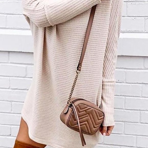 SOLD OUT! LATTE TURTLENECK WAFFLE DRESS - Picture 5 of 7